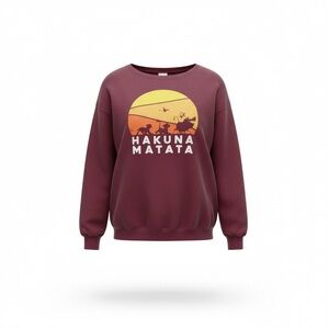 Disney Hakuna Matata Women’s Burgundy Sweatshirt P2P 25 fleece lined